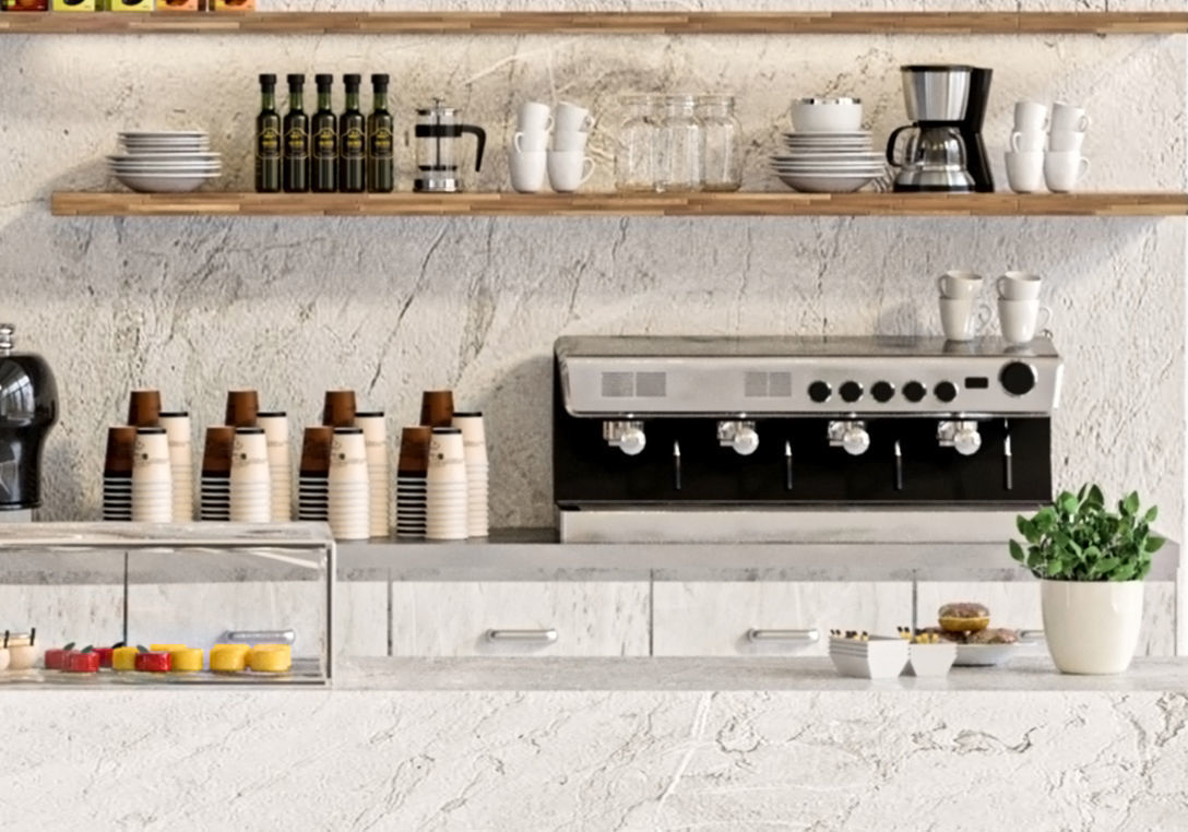 Coffee point with a coffee machine in the shopping center 3D model_3