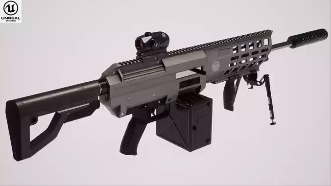 Machine Gun 1 Low-poly 3D model