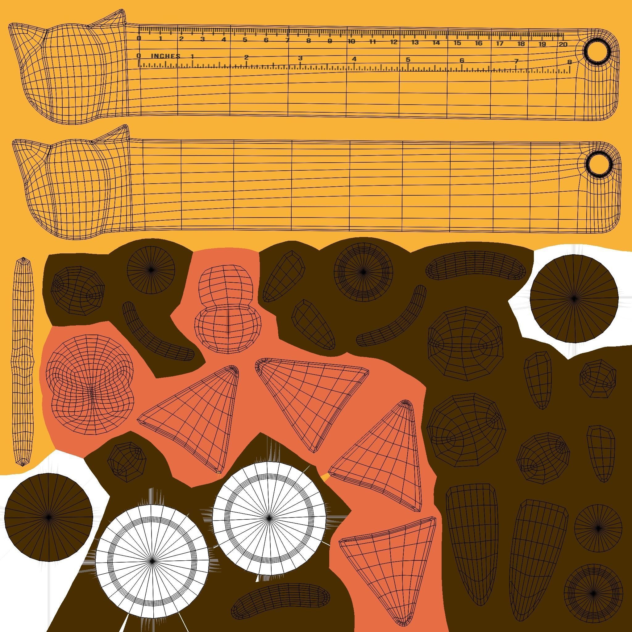 Ruler With Tiger Animal Adorable Low-poly 3D model_10