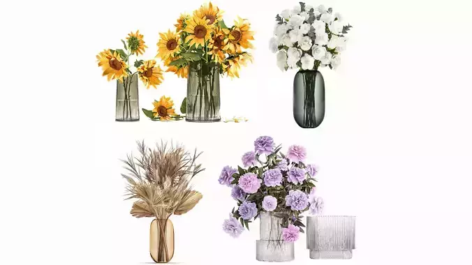 Bouquets of flowers Peonies Sunflower roses vase 428