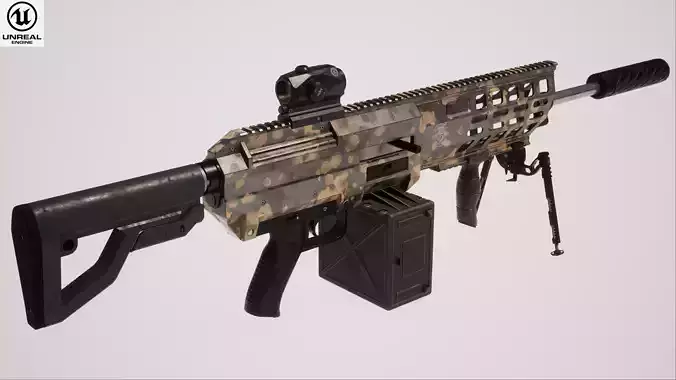 Machine Gun 1 Used Low-poly 3D model
