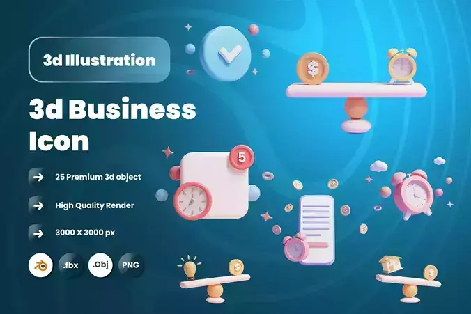 Business 3d Illustration  Icon Pack