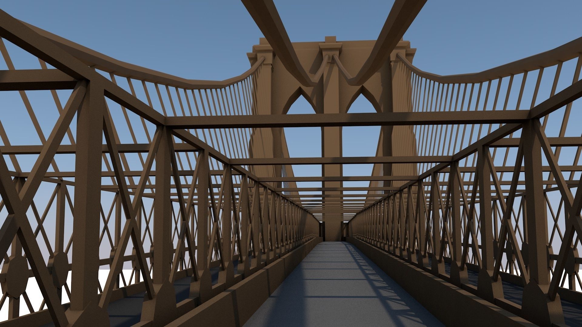 Brooklyn Bridge Low-poly 3D model_3