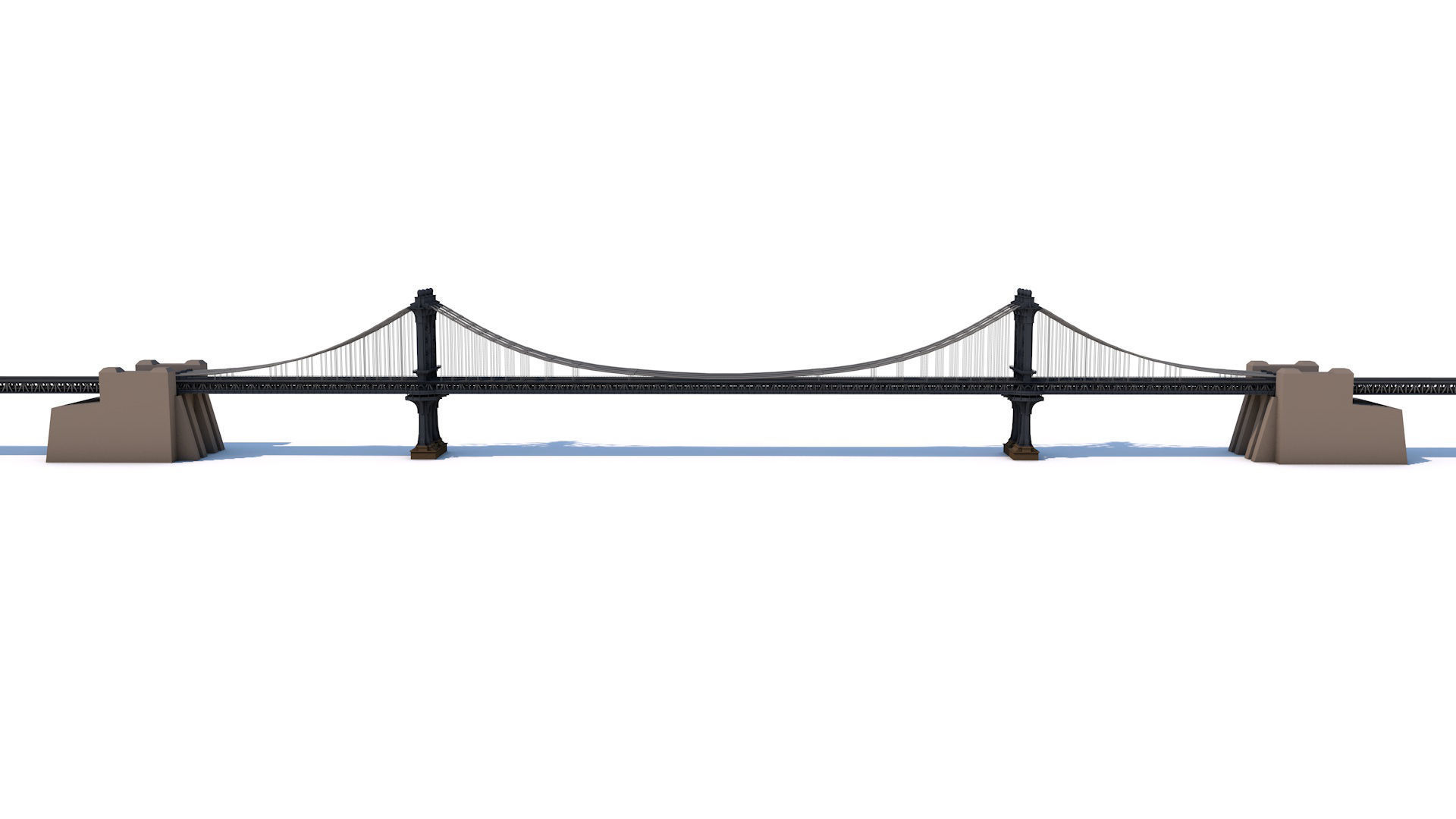 Manhattan Bridge Low-poly 3D model_5