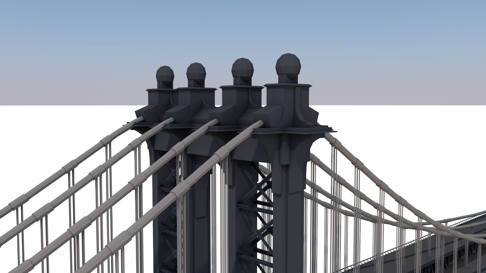 Manhattan Bridge Low-poly 3D model_4