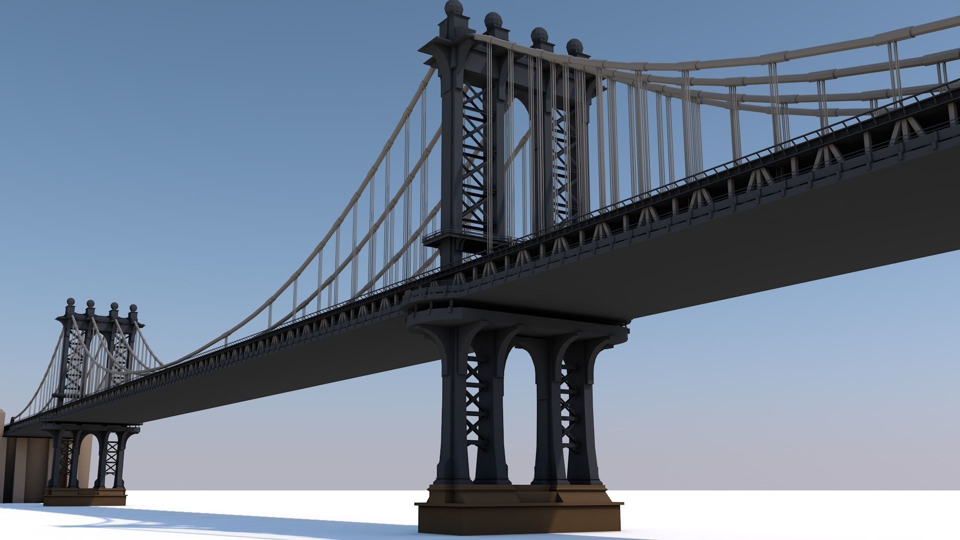Manhattan Bridge Low-poly 3D model_2