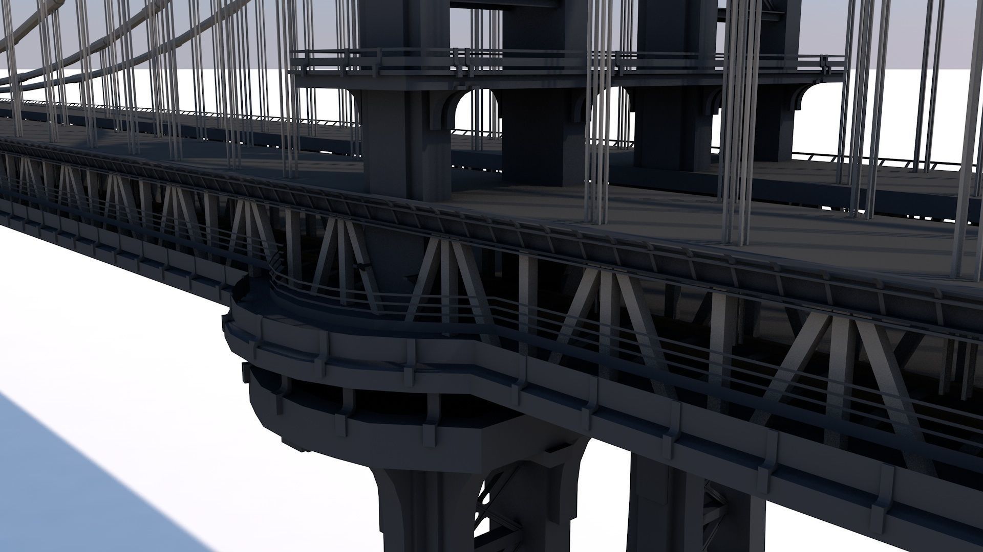Manhattan Bridge Low-poly 3D model_3