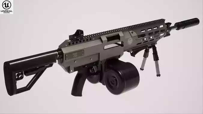 Machine Gun 2 Low-poly 3D model