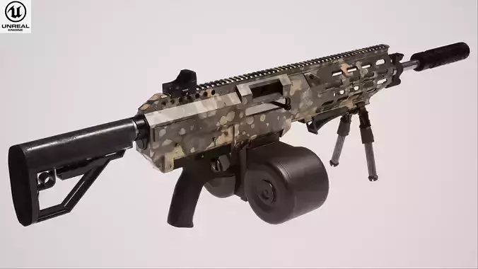 Machine Gun 2 Used Low-poly 3D model
