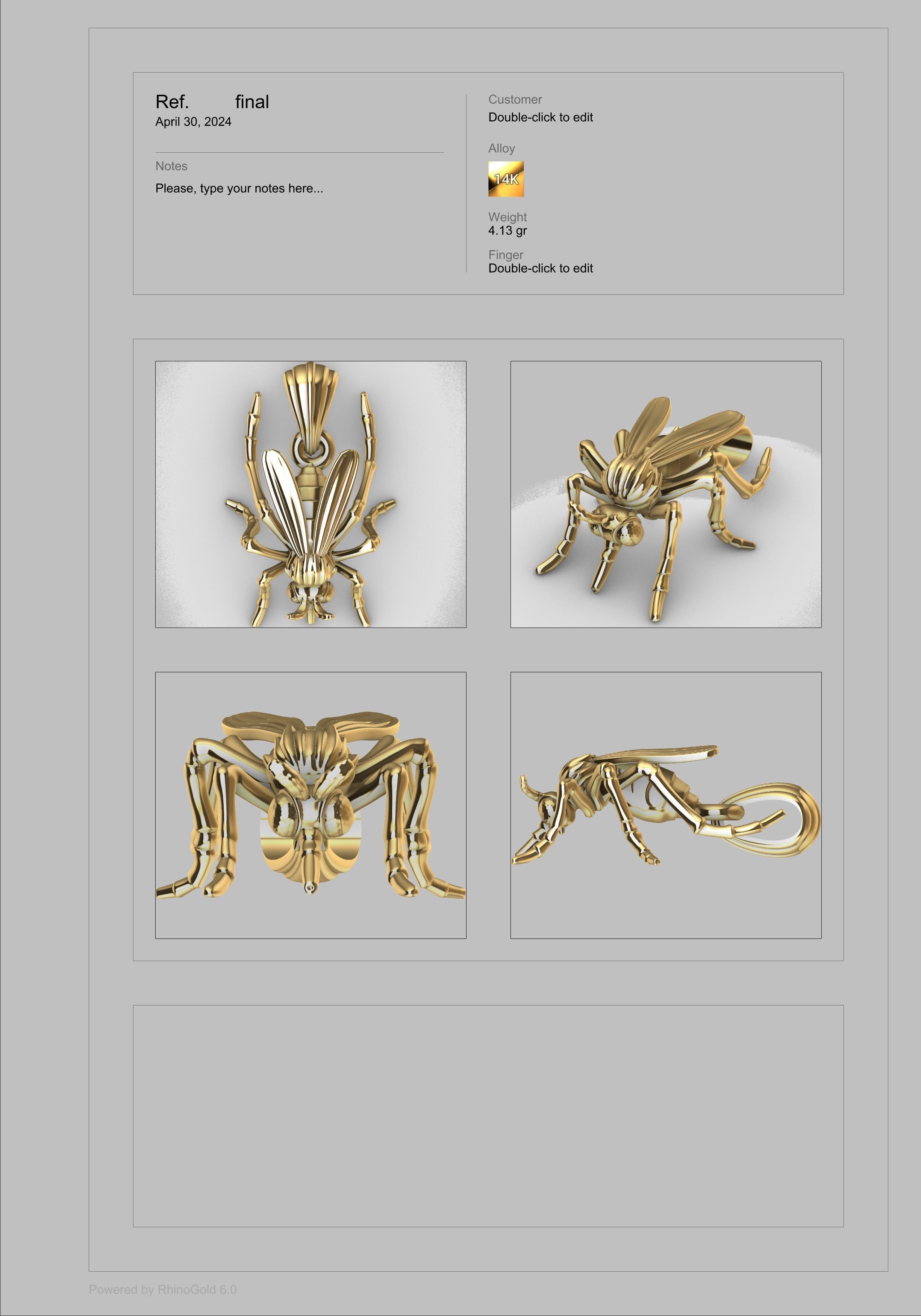 Mosquito bug fly Pendant Necklace Charm bracelet Jewelry 3D print model_15