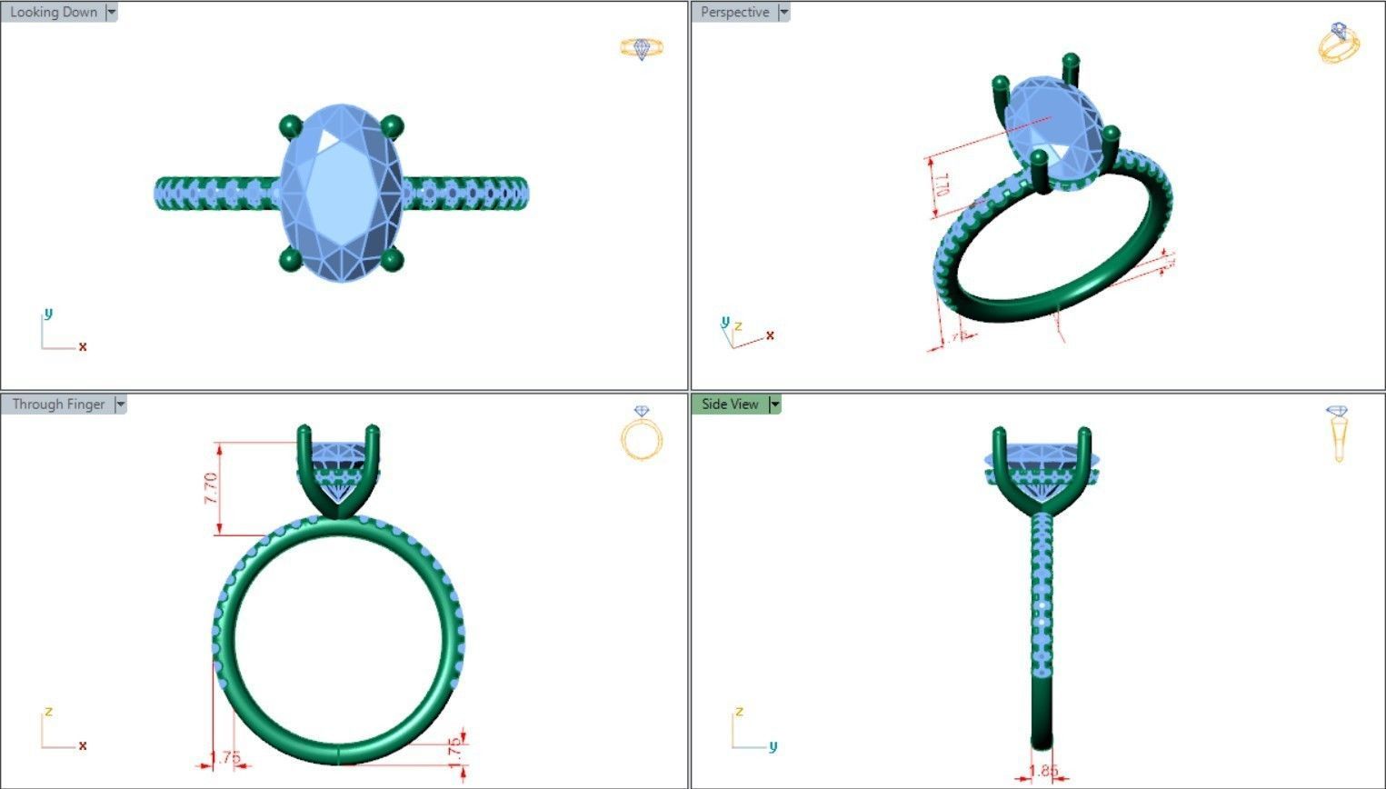 Hidden halo style solitaire diamond ring 3D print model_5