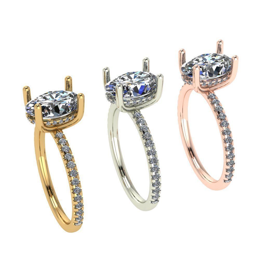 Hidden halo style solitaire diamond ring 3D print model_4