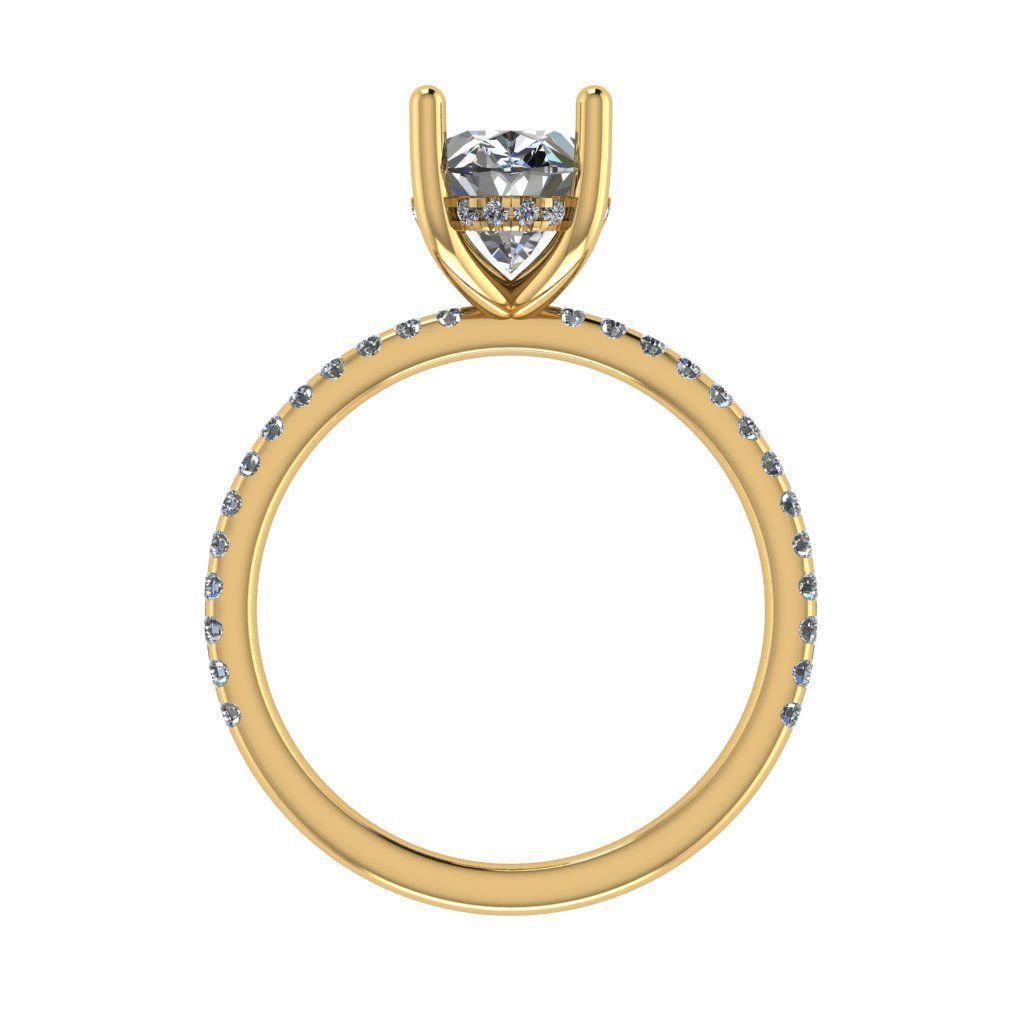 Hidden halo style solitaire diamond ring 3D print model_1