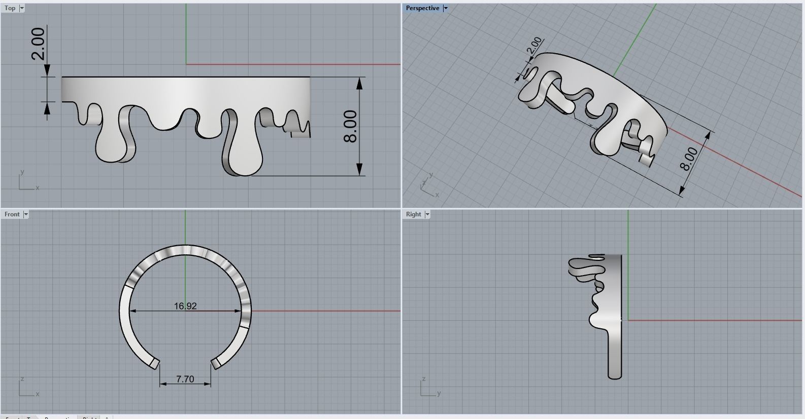 Melting ring model 624 3D print model_3