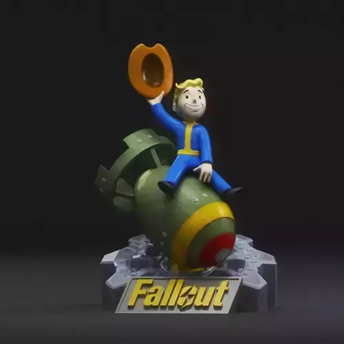 VAULT BOY RIDING NUKE -FALLOUT- 3D print model