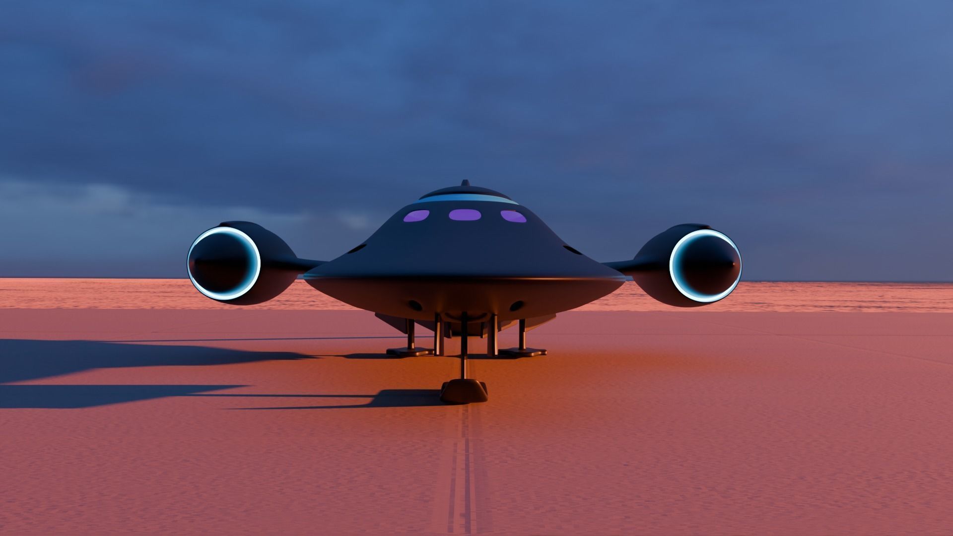 Black spaceship 3D model_7