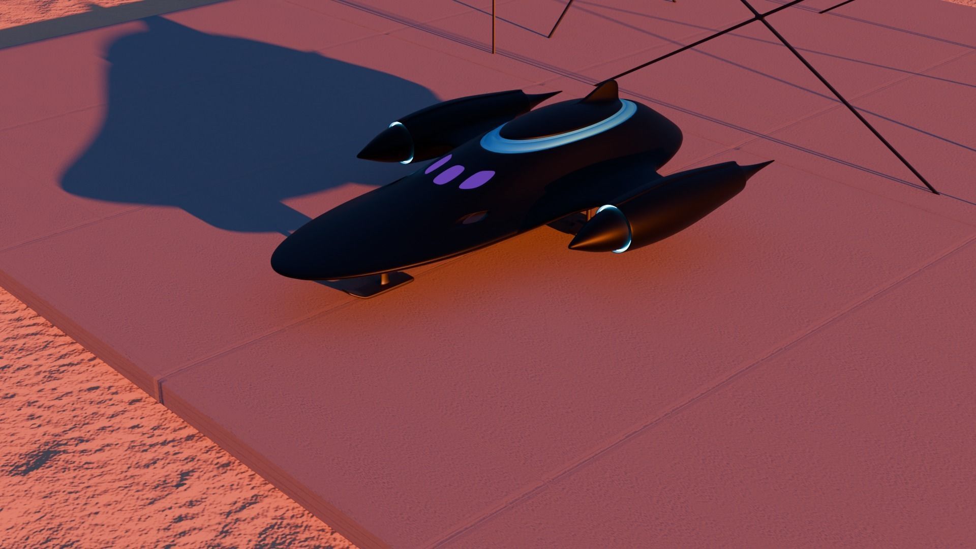 Black spaceship 3D model_4