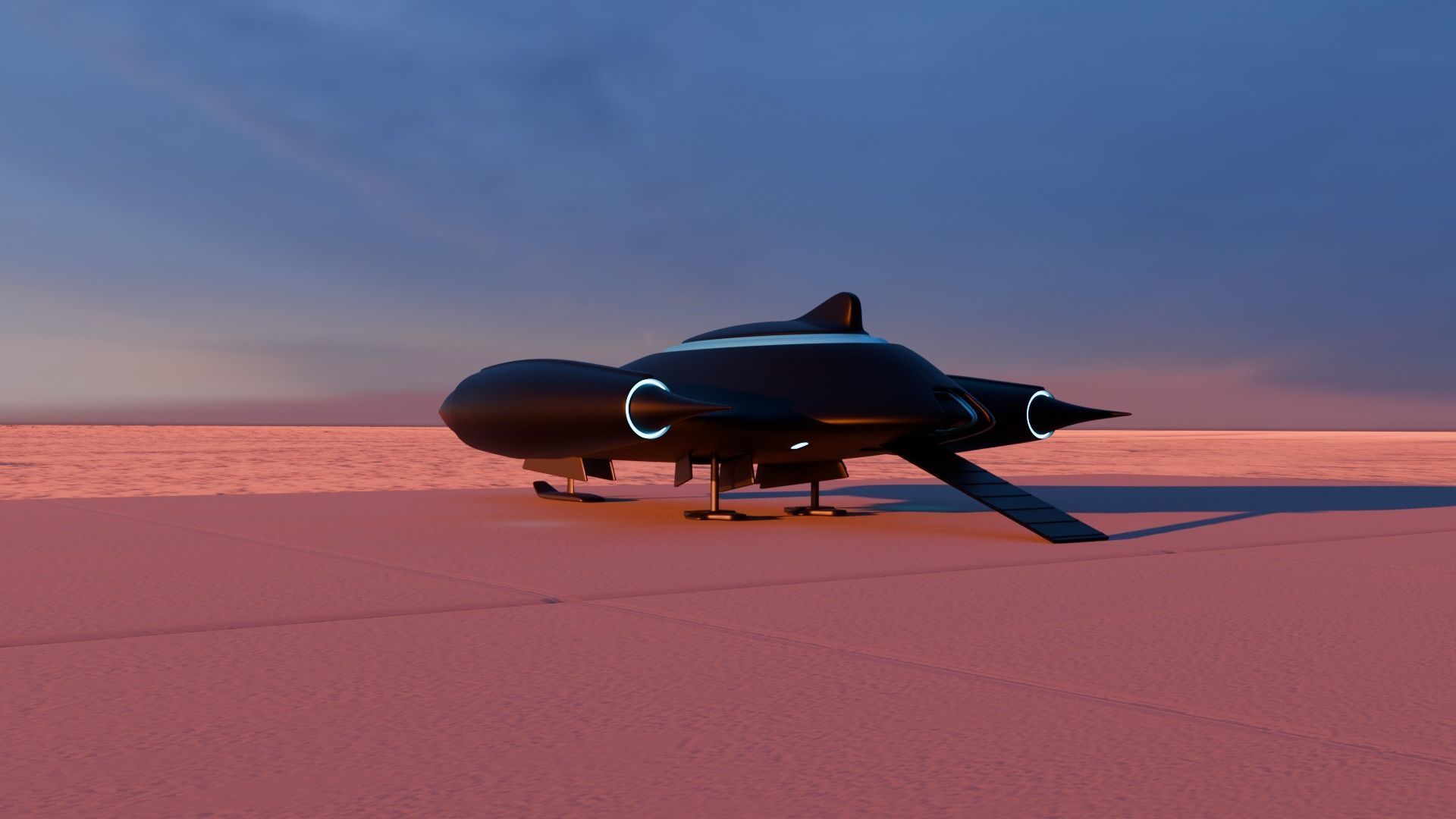 Black spaceship 3D model_5