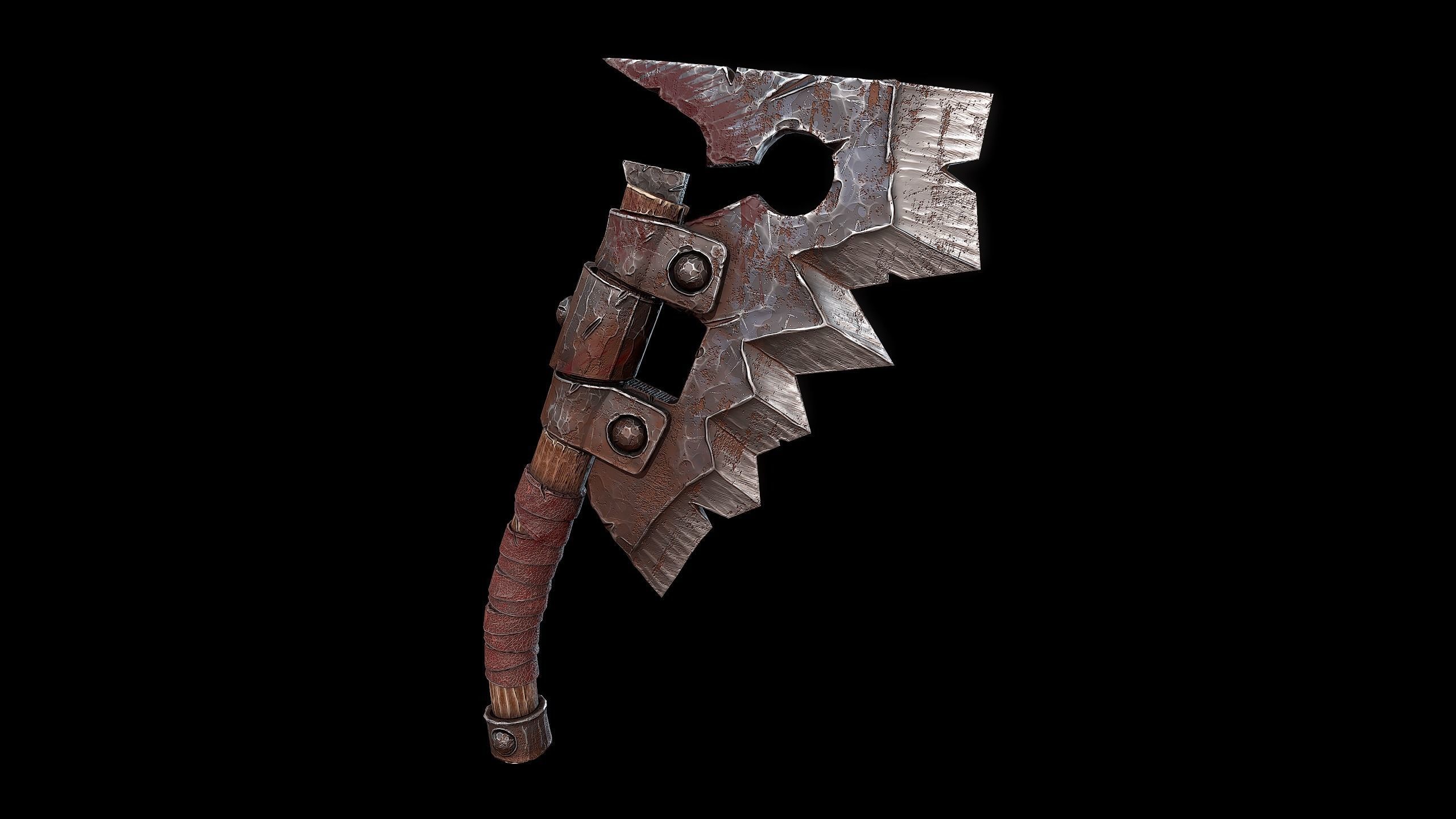 Orc Meat Cleaver Low-poly 3D model_7