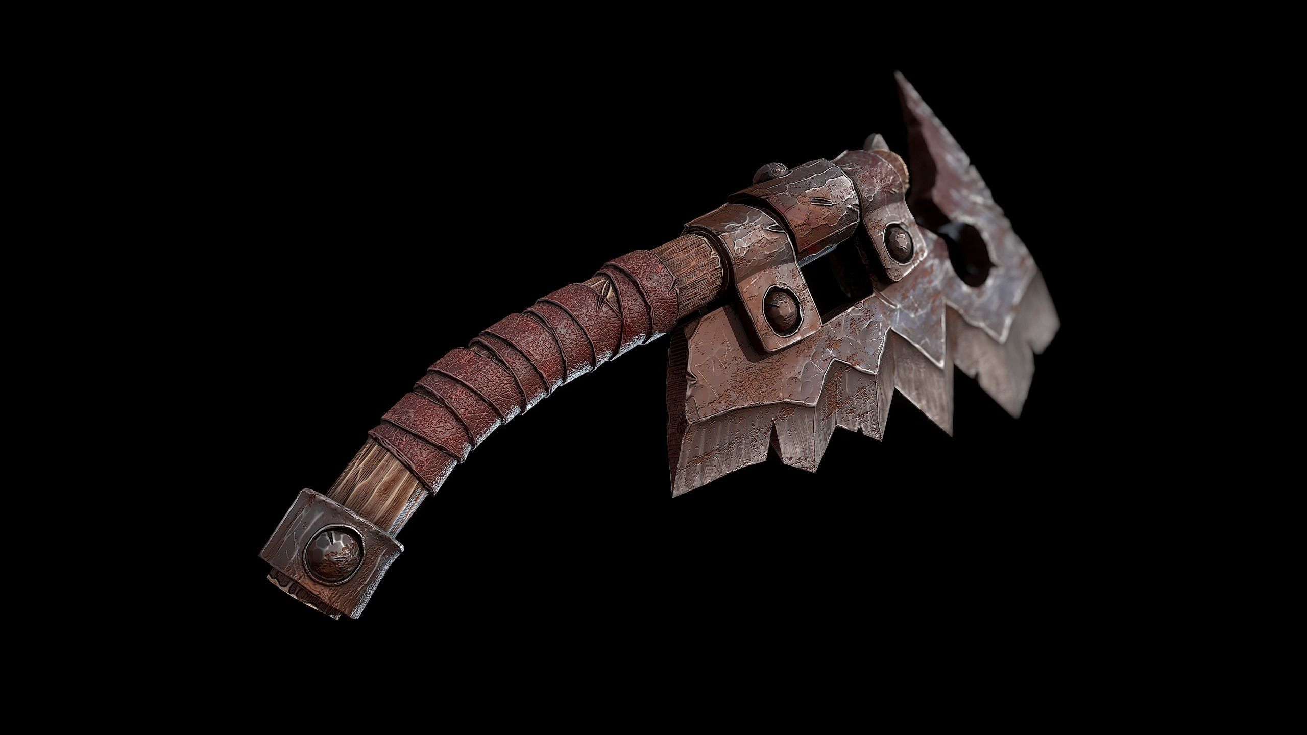 Orc Meat Cleaver Low-poly 3D model_4