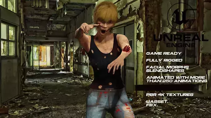 Zombie full rigged - game ready - animated