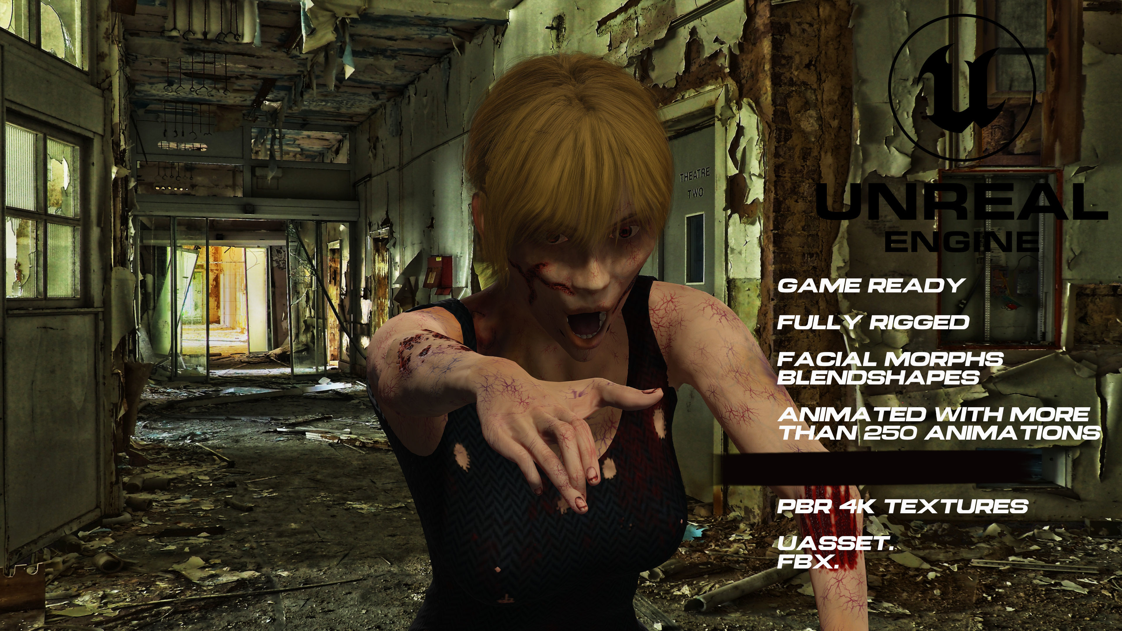 Zombie full rigged - game ready - animated Low-poly 3D model_3