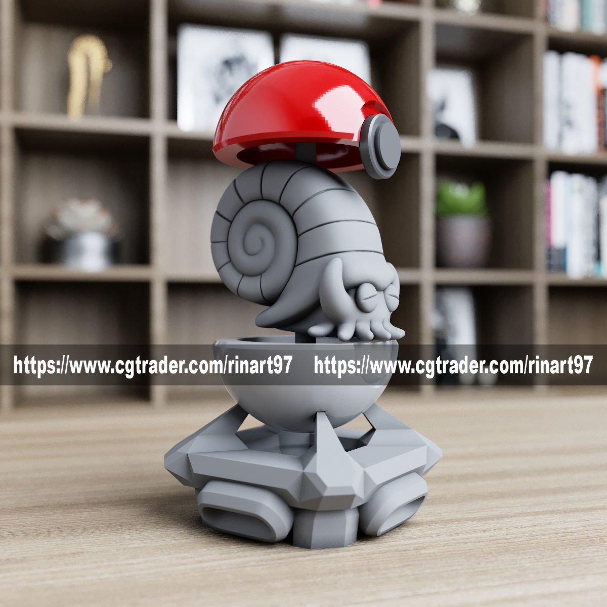 omanyte in the pokeball from Pokemon 3D print model_2