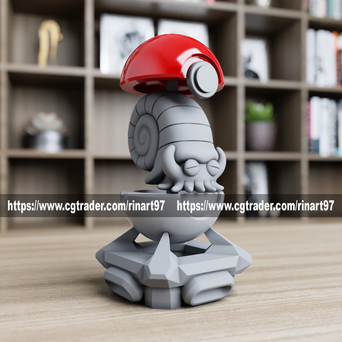 omanyte in the pokeball from Pokemon 3D print model_1