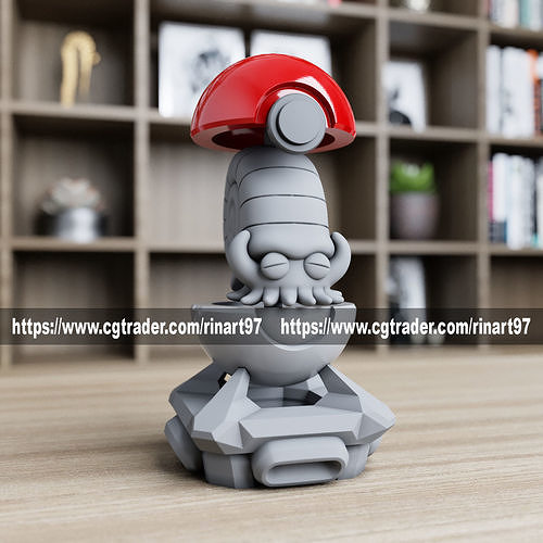 omanyte in the pokeball from Pokemon 3D print model