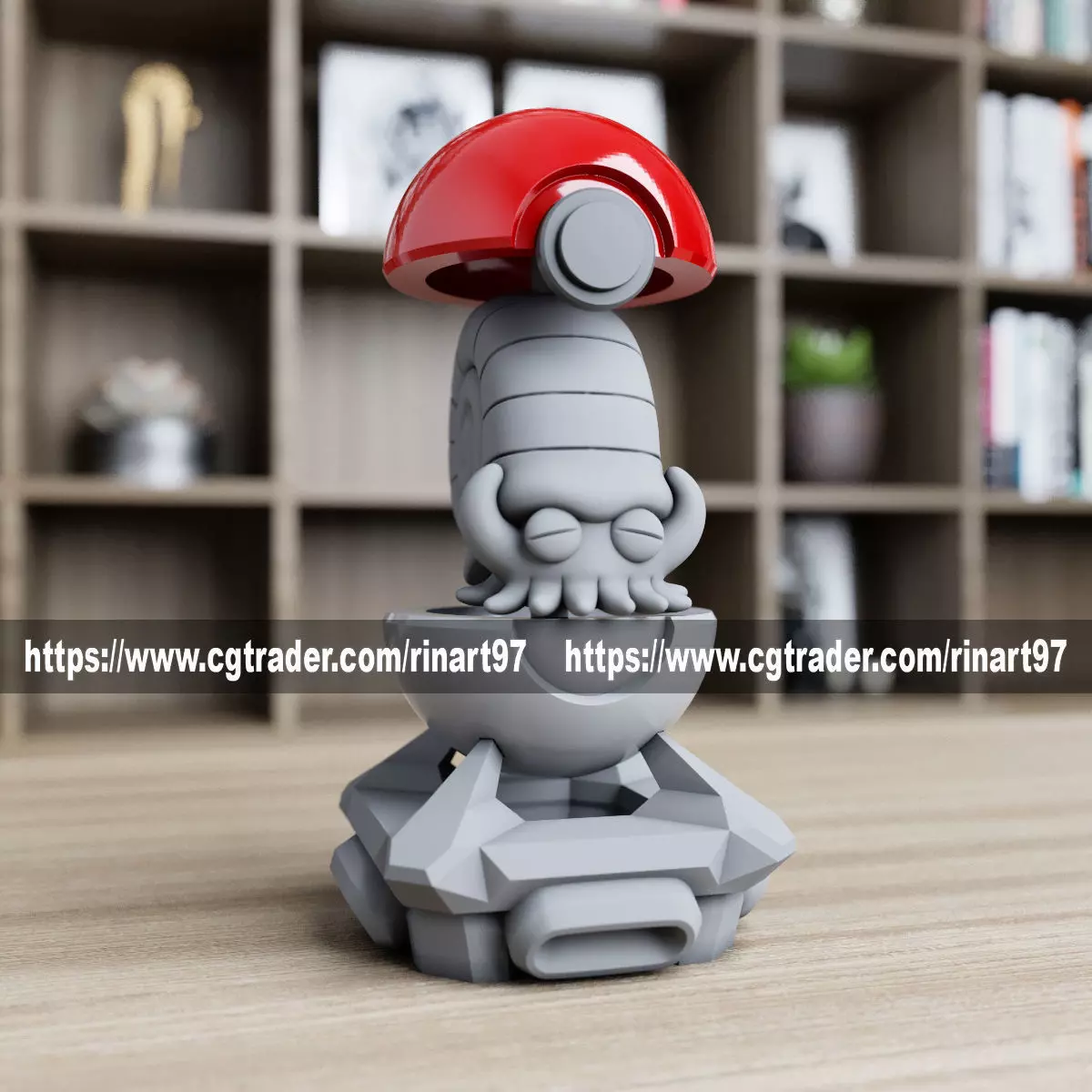 omanyte in the pokeball from Pokemon 3D print model_0