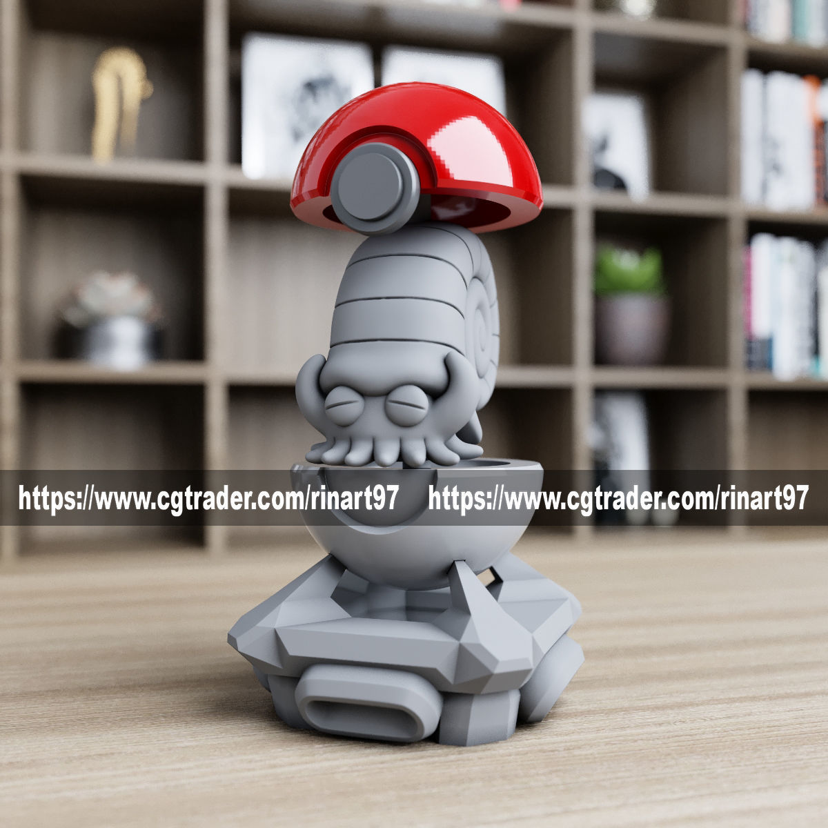 omanyte in the pokeball from Pokemon 3D print model_5
