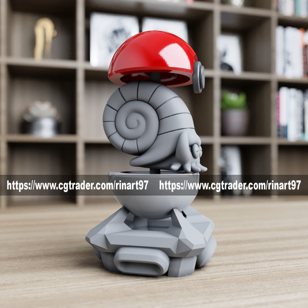 omanyte in the pokeball from Pokemon 3D print model_3