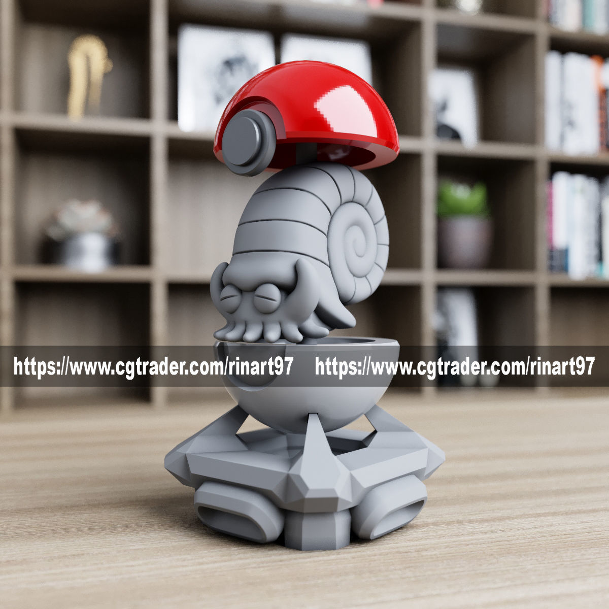 omanyte in the pokeball from Pokemon 3D print model_6