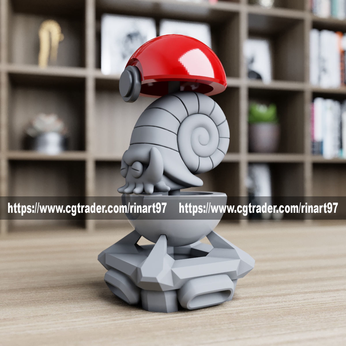 omanyte in the pokeball from Pokemon 3D print model_7