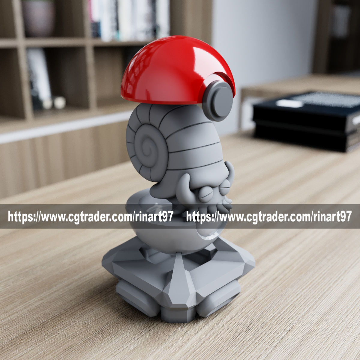 omanyte in the pokeball from Pokemon 3D print model_8