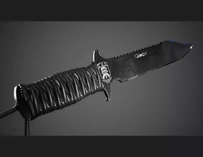 Paracord Tactical Knife Low-poly 3D model