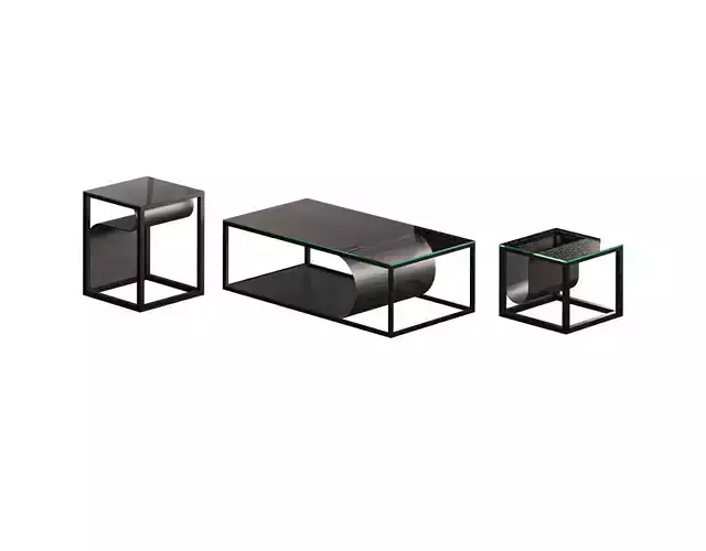 Black Metal Coffee Table Set 3D model