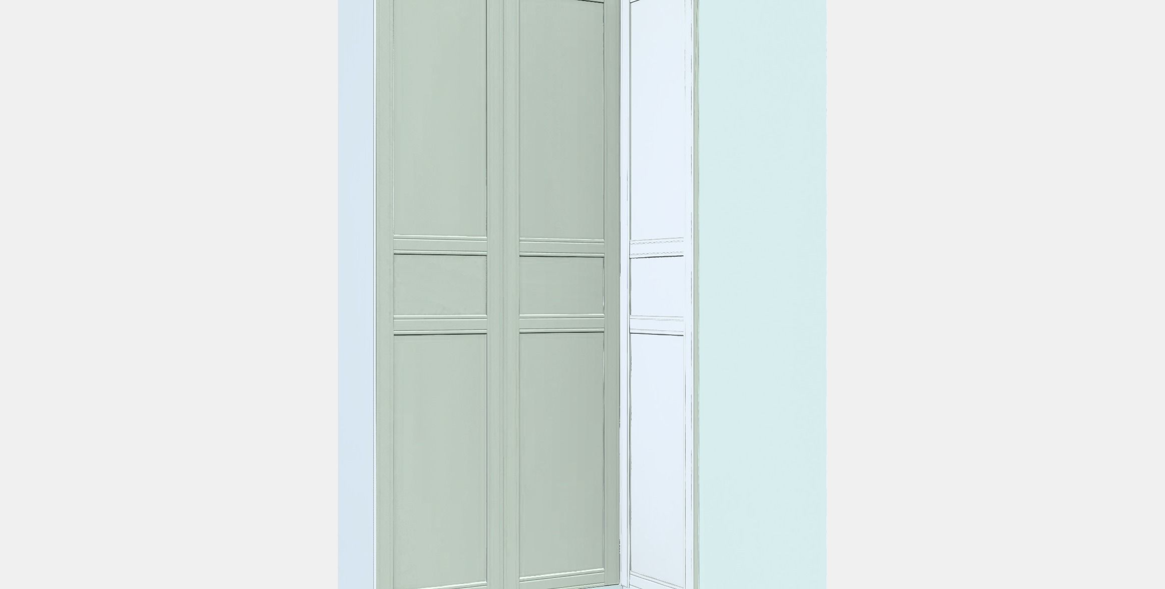 PAX  FLISBERGET Corner wardrobe Low-poly 3D model_12