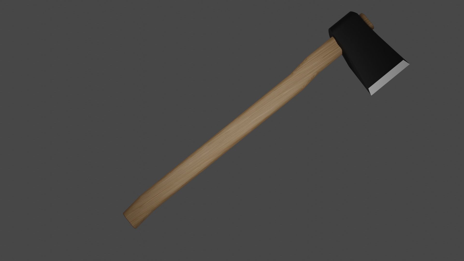 Game Ready Wood Axe 3D model_1