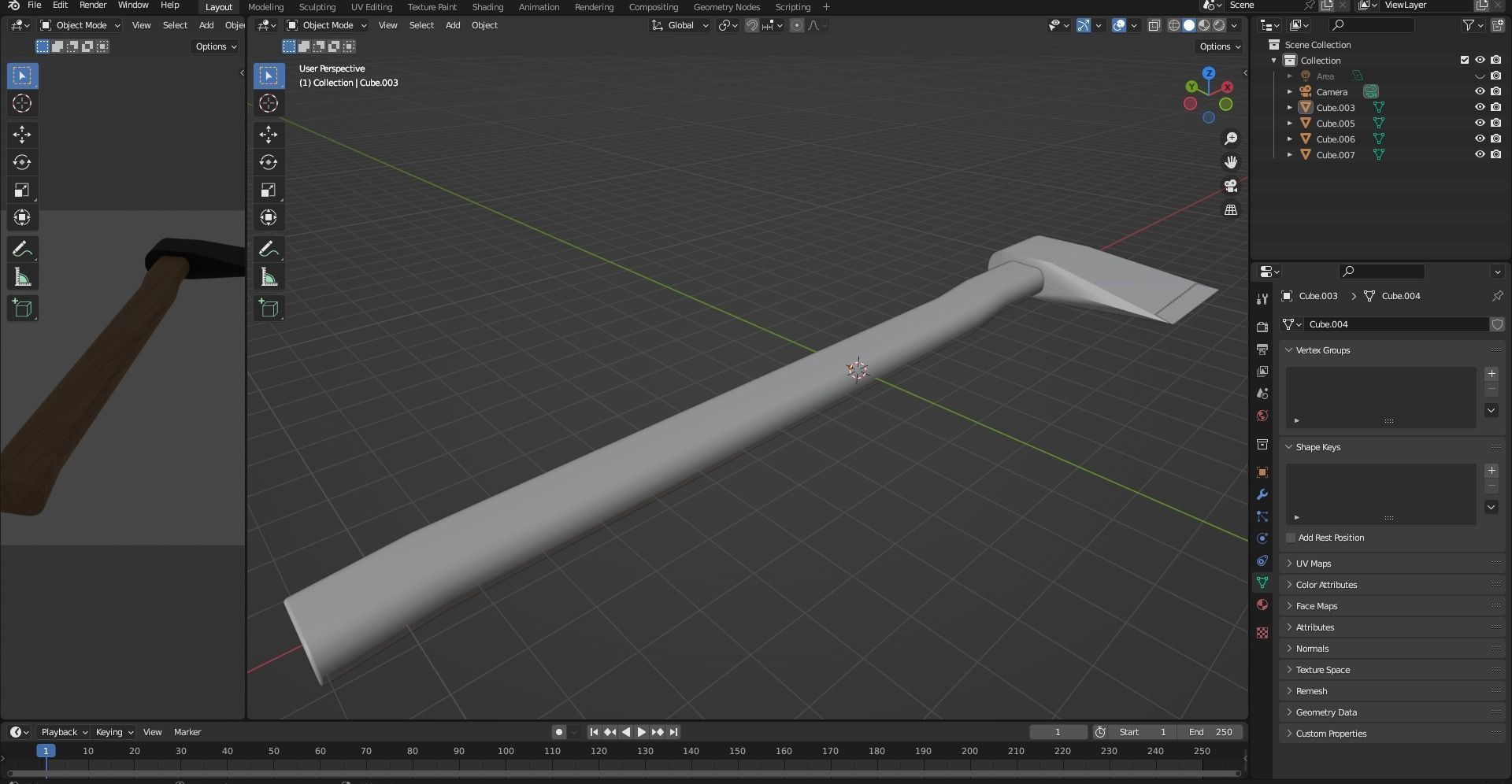 Game Ready Wood Axe 3D model_4