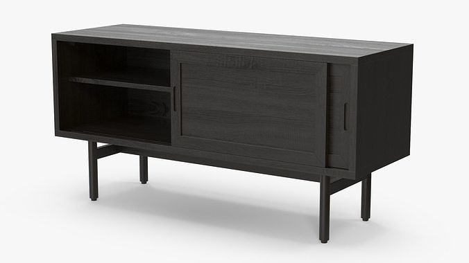 Modern Wooden TV Stand Black 3D model 6