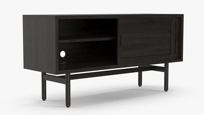 Modern Wooden TV Stand Black 3D model 7