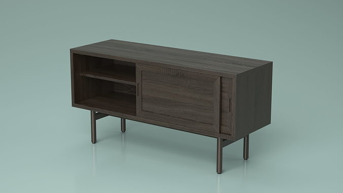 Modern Wooden TV Stand Black 3D model 4