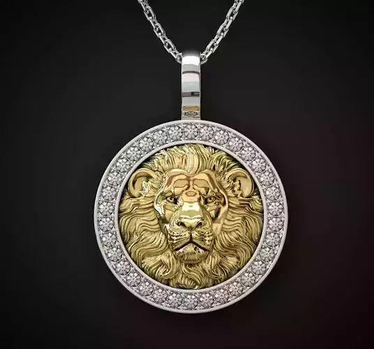 LION PENDANT WITH STONES Printable Model