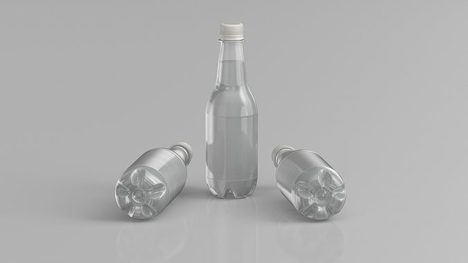Small Plastic White Water Bottle 3D model 4