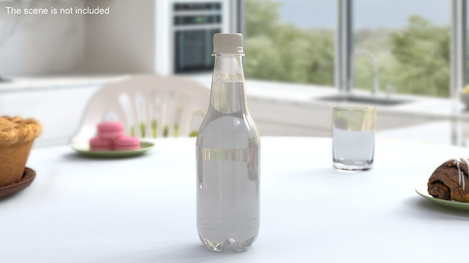Small Plastic White Water Bottle 3D model 2