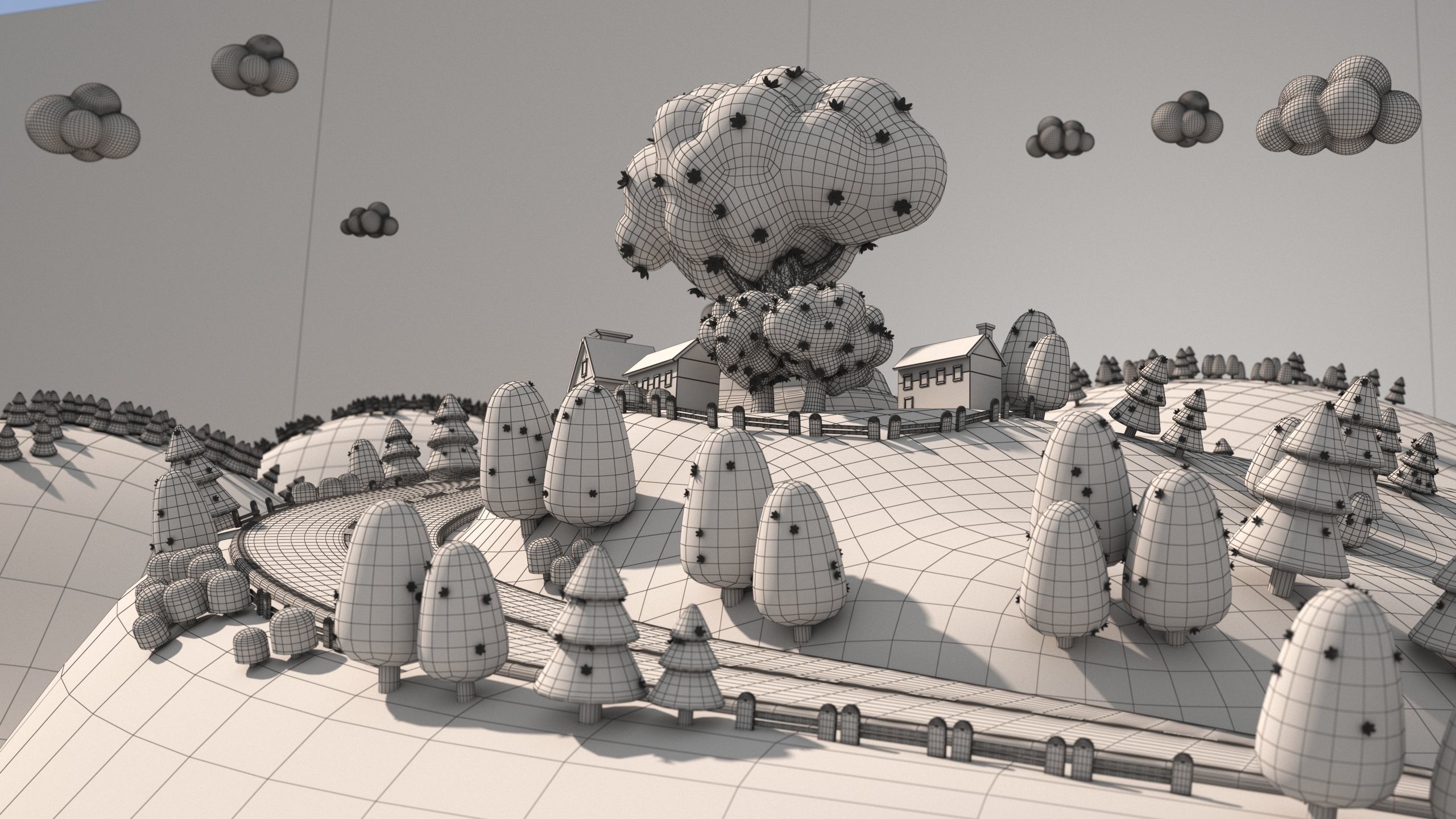 Fantasy Cartoon village 3D model 3D model_6