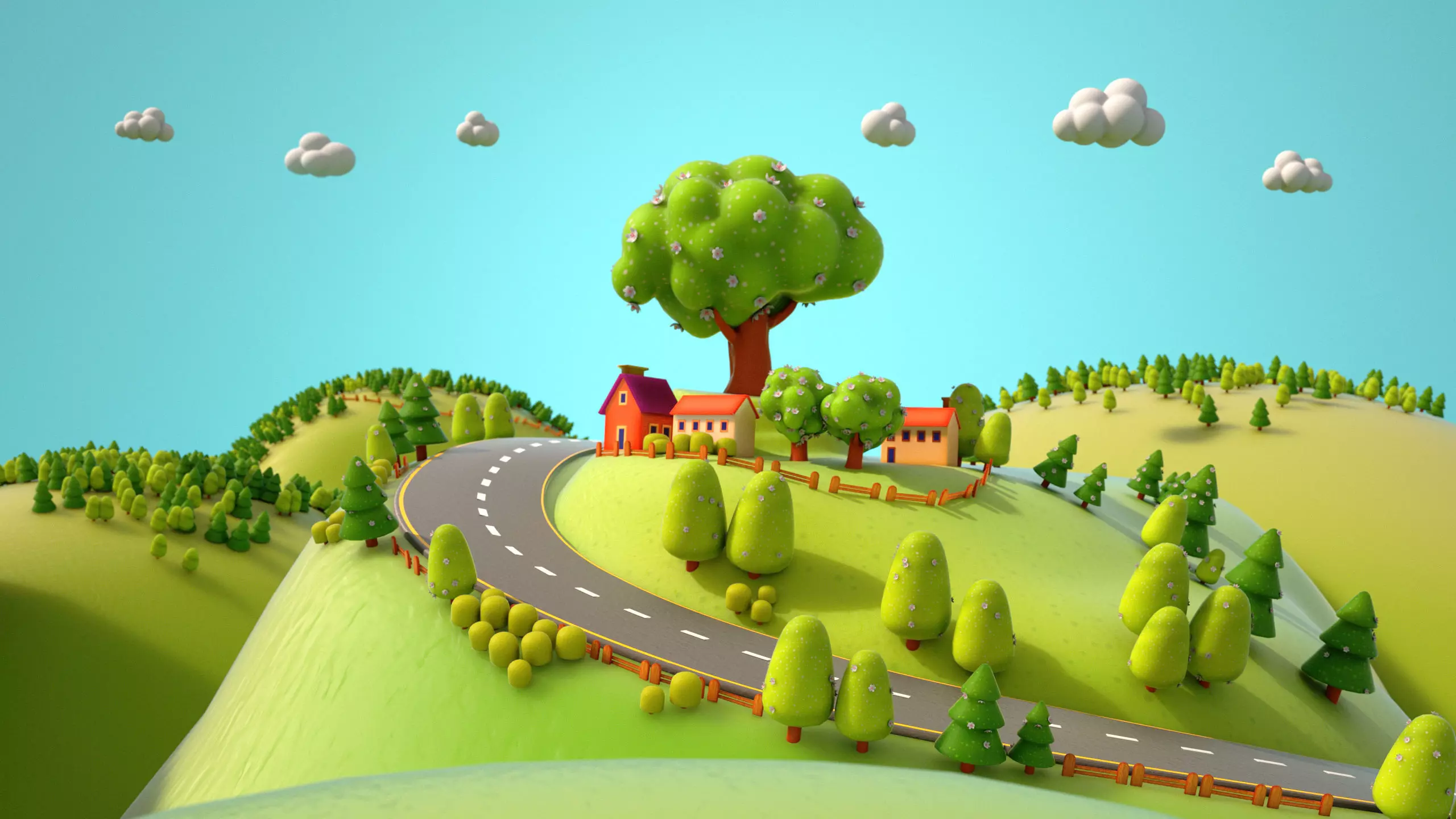 Fantasy Cartoon village 3D model 3D model_0