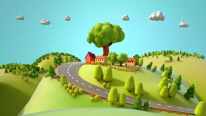 Fantasy Cartoon village 3D model