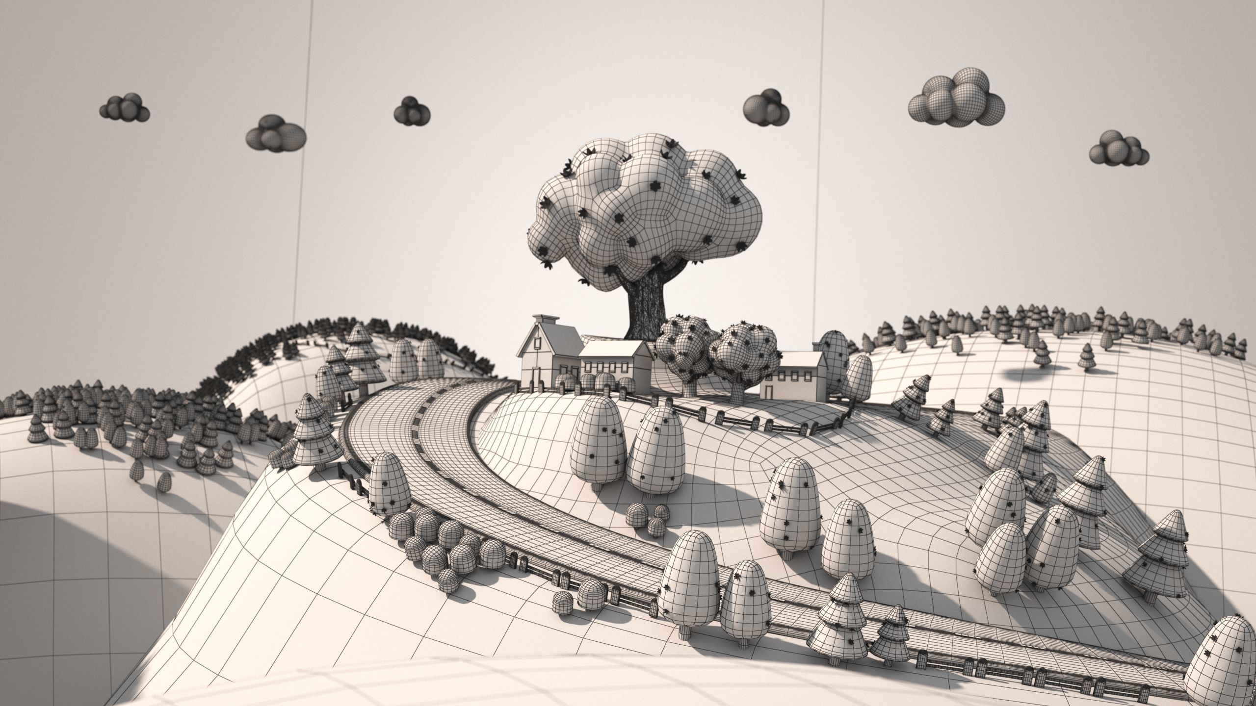 Fantasy Cartoon village 3D model 3D model_5